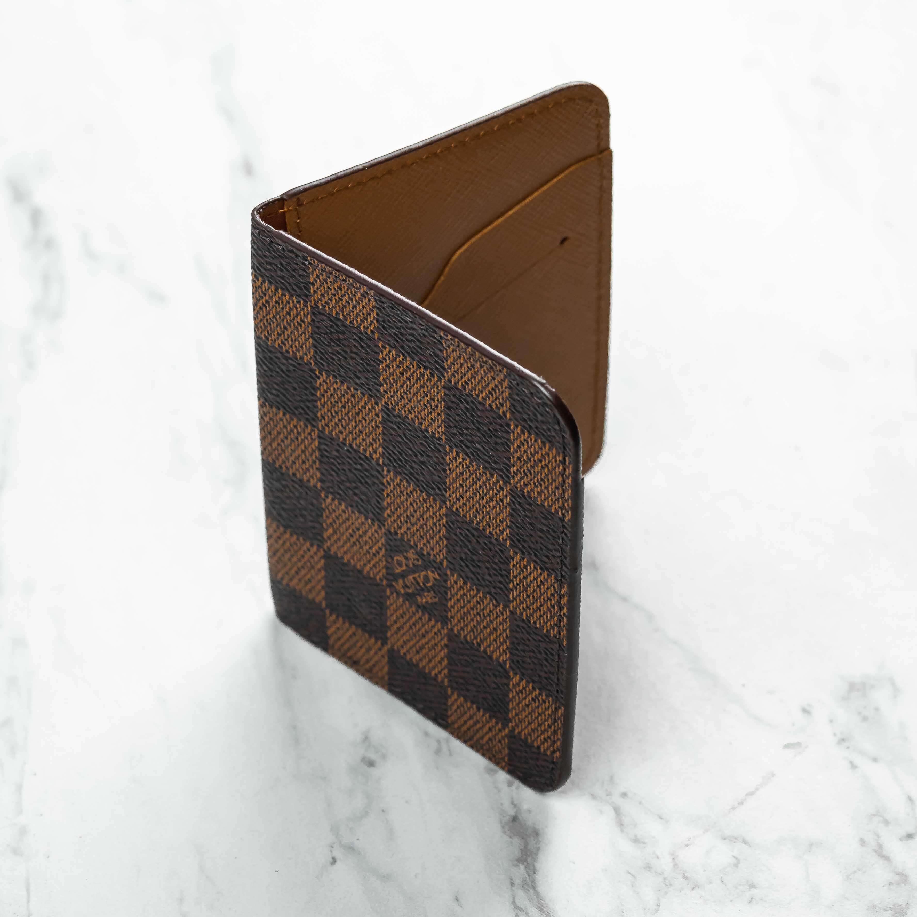 Louis Vuitton Damier Ebene Canvas Tri Fold Wallet For Sale at